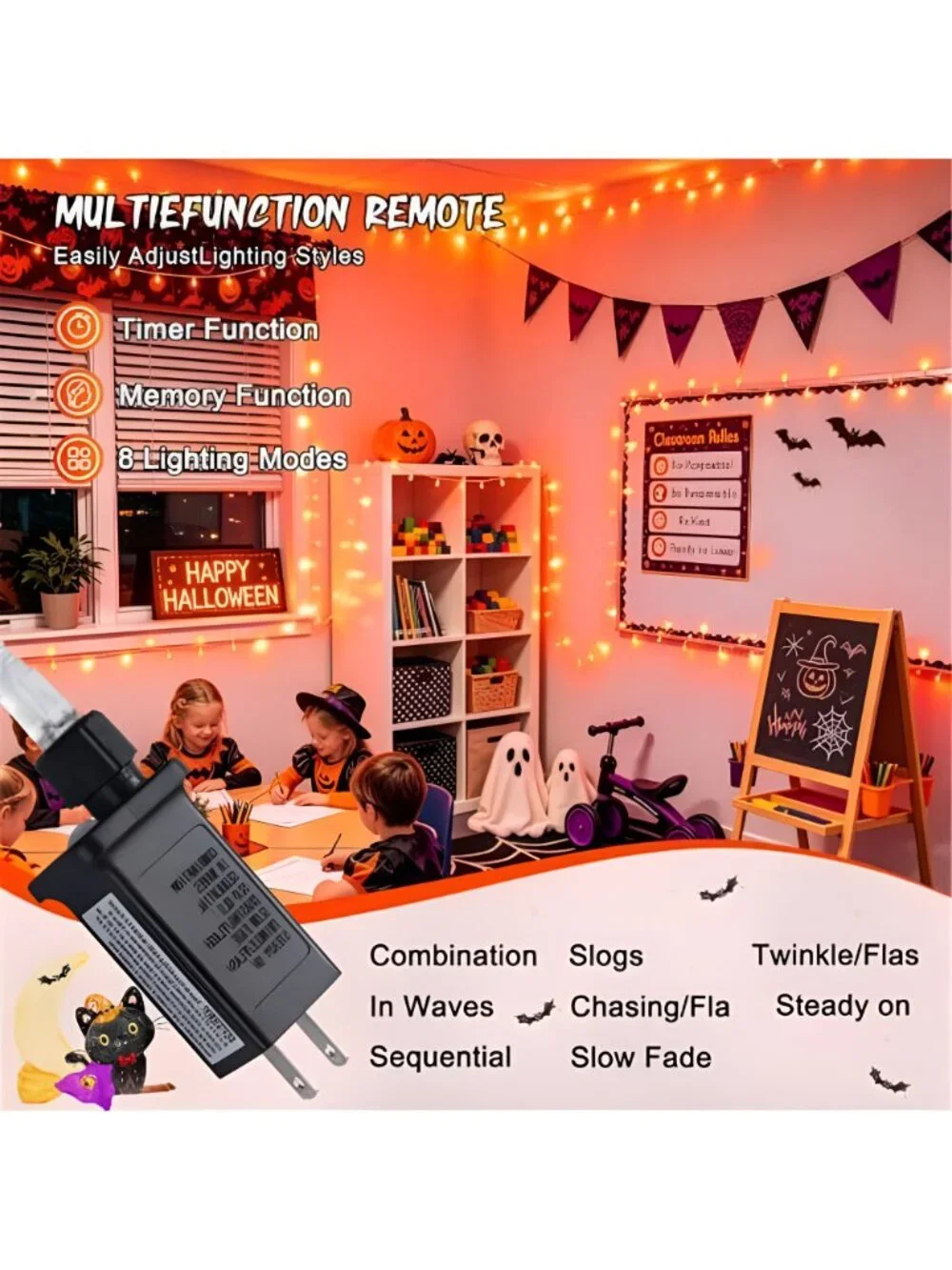 200 LED Orange Halloween Lights Outdoor Indoor Fall Lights Plug in